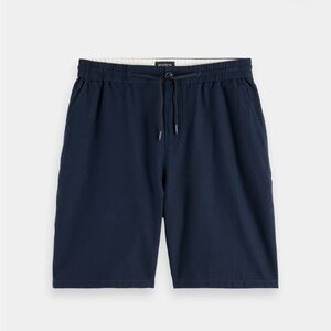 Scotch & Soda Fave Bermuda Cotton-Linen Navy Shorts